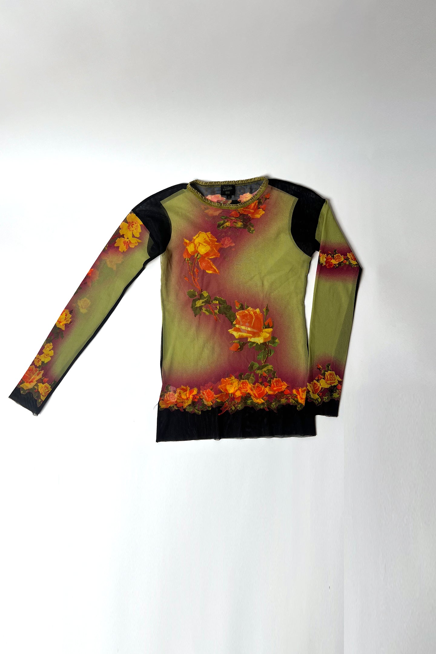 Vintage 90s Jean Paul Gaulter floral mesh top