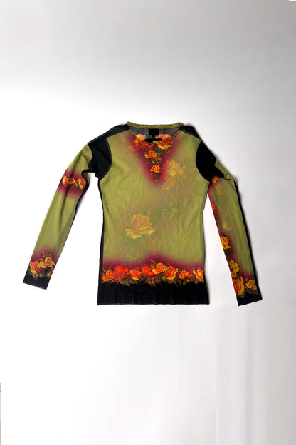 Vintage 90s Jean Paul Gaulter floral mesh top