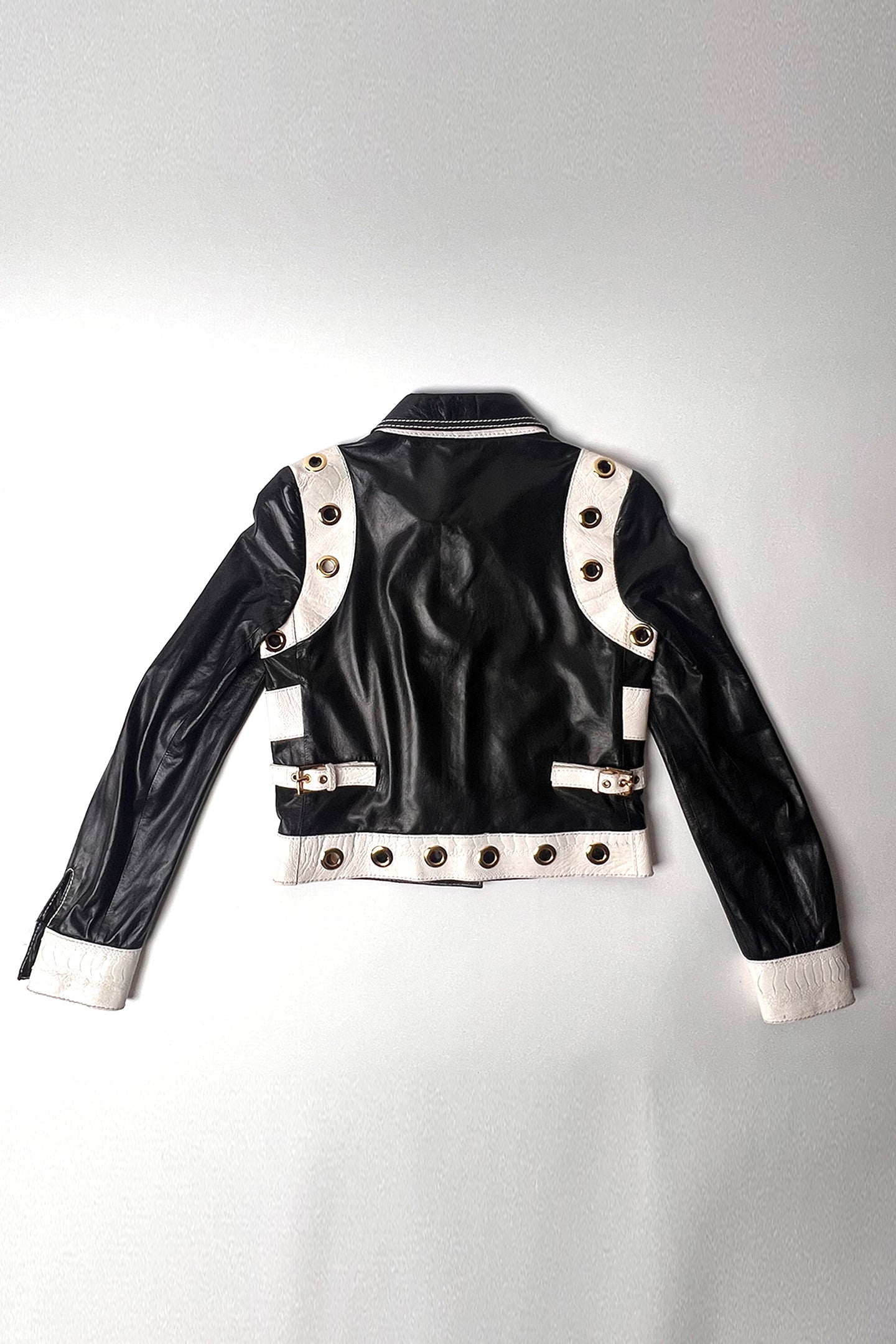 Vintage Roberto Cavalli B&W leather jacket