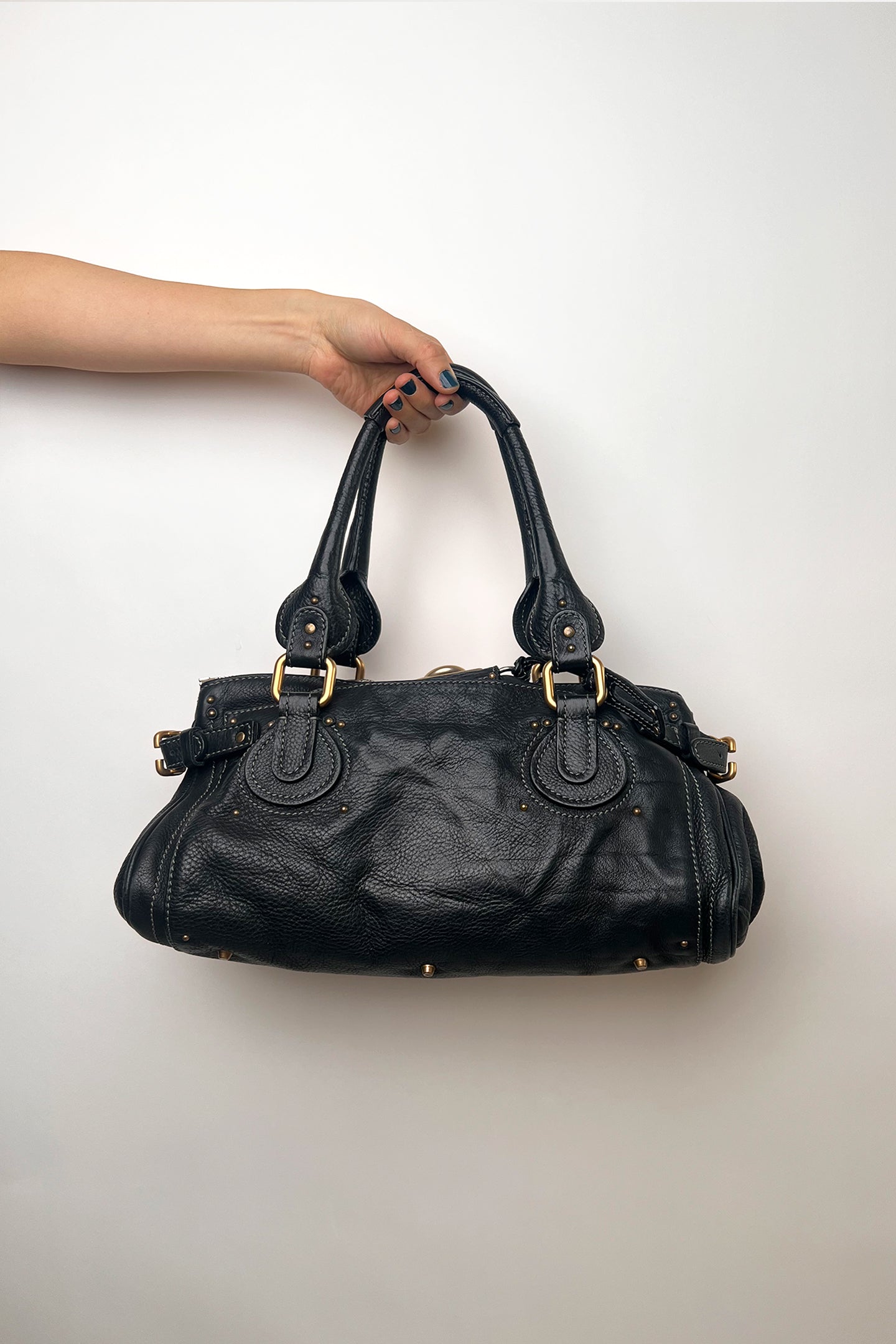 Vintage 90s Chloe black leather Paddington bag