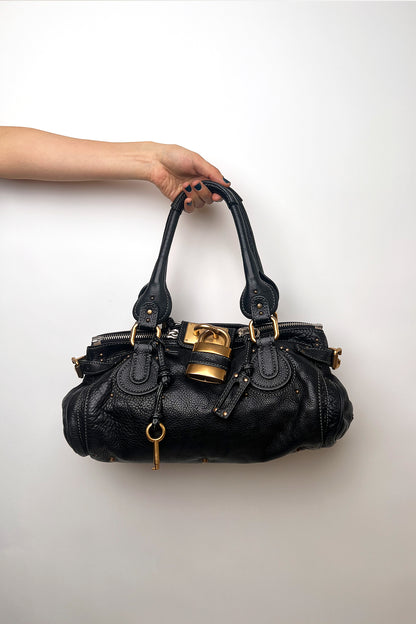 Vintage 90s Chloe black leather Paddington bag