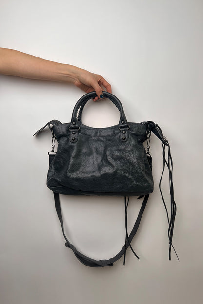 Vintage Balenciaga black leather small city bag