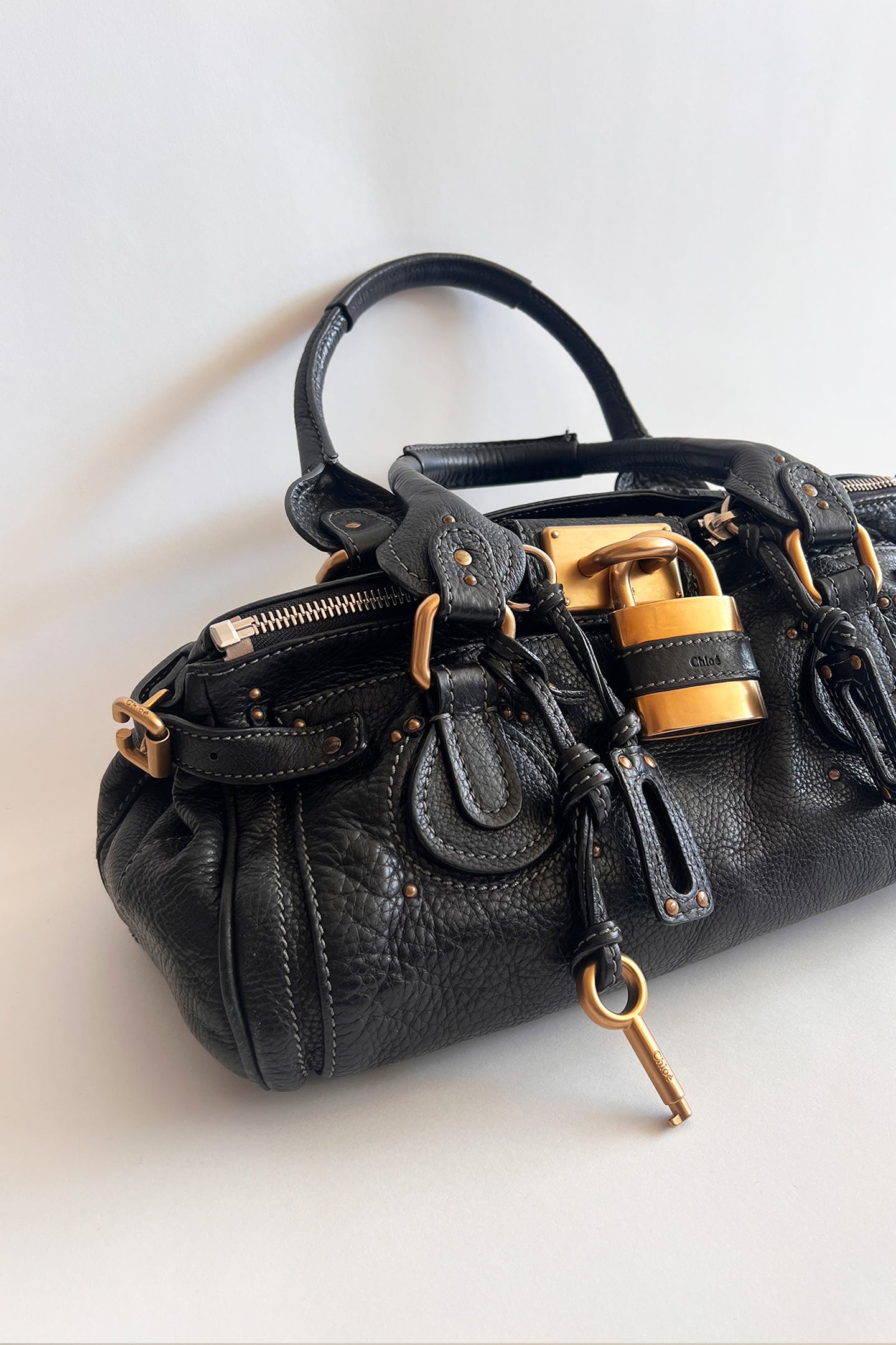 Vintage 90s Chloe black leather Paddington bag