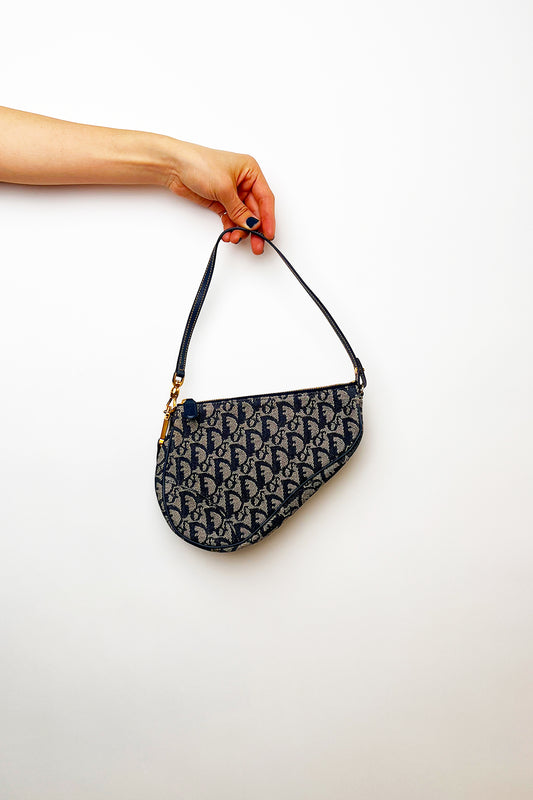 Vintage Christian Dior fabric mini saddle bag