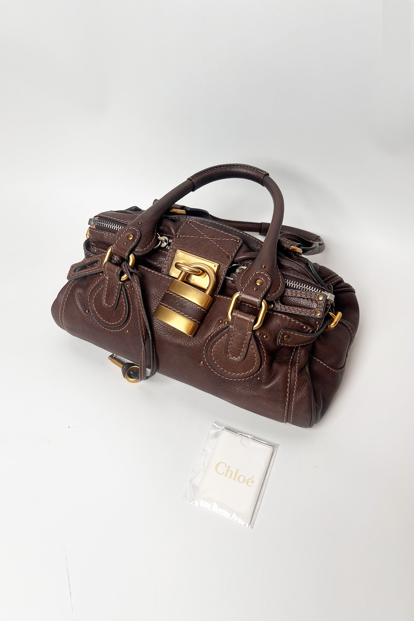 Vintage 90s Chloe dark brown leather Paddington bag