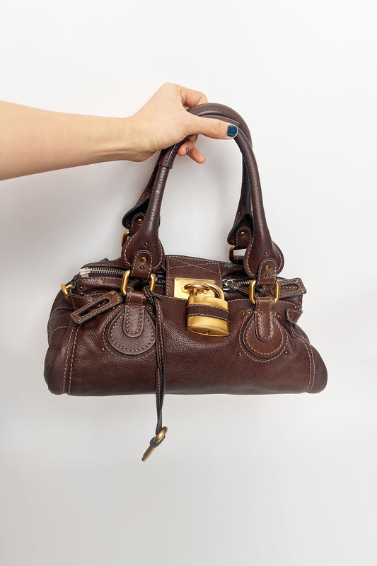 Vintage 90s Chloe dark brown leather Paddington bag