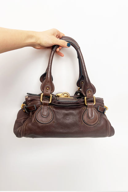 Vintage 90s Chloe dark brown leather Paddington bag