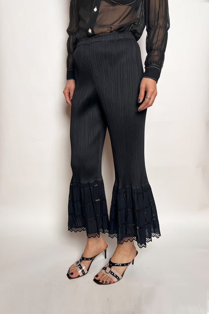 Vintage Pleats Please Issey Miyake black flare pants