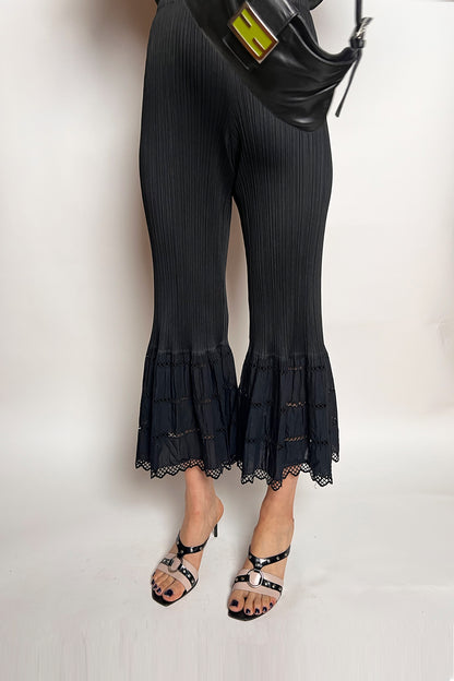 Vintage Pleats Please Issey Miyake black flare pants